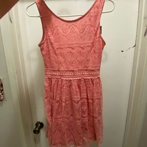 pink floral lace tank top dress